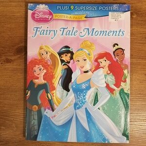 Disney Princess Fairy Tale Moments Poster Book Cinderella Ariel Merida NWOT